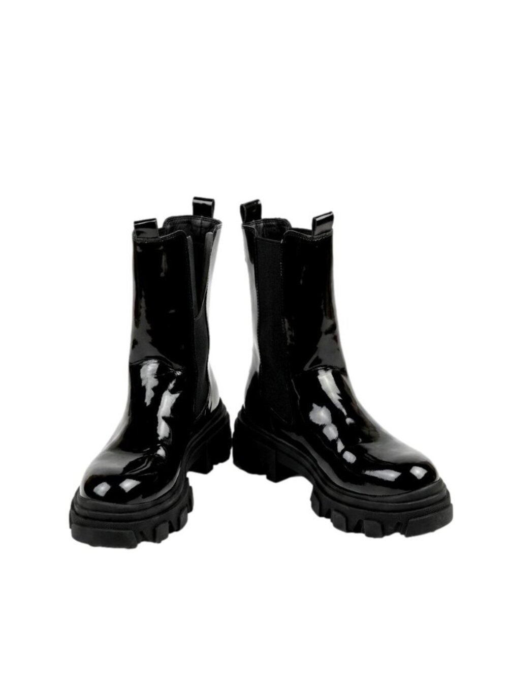 Dream Pairs DMB212 Chunky Platform Chelsea Boots Black Glossy Lug Sole Size 10